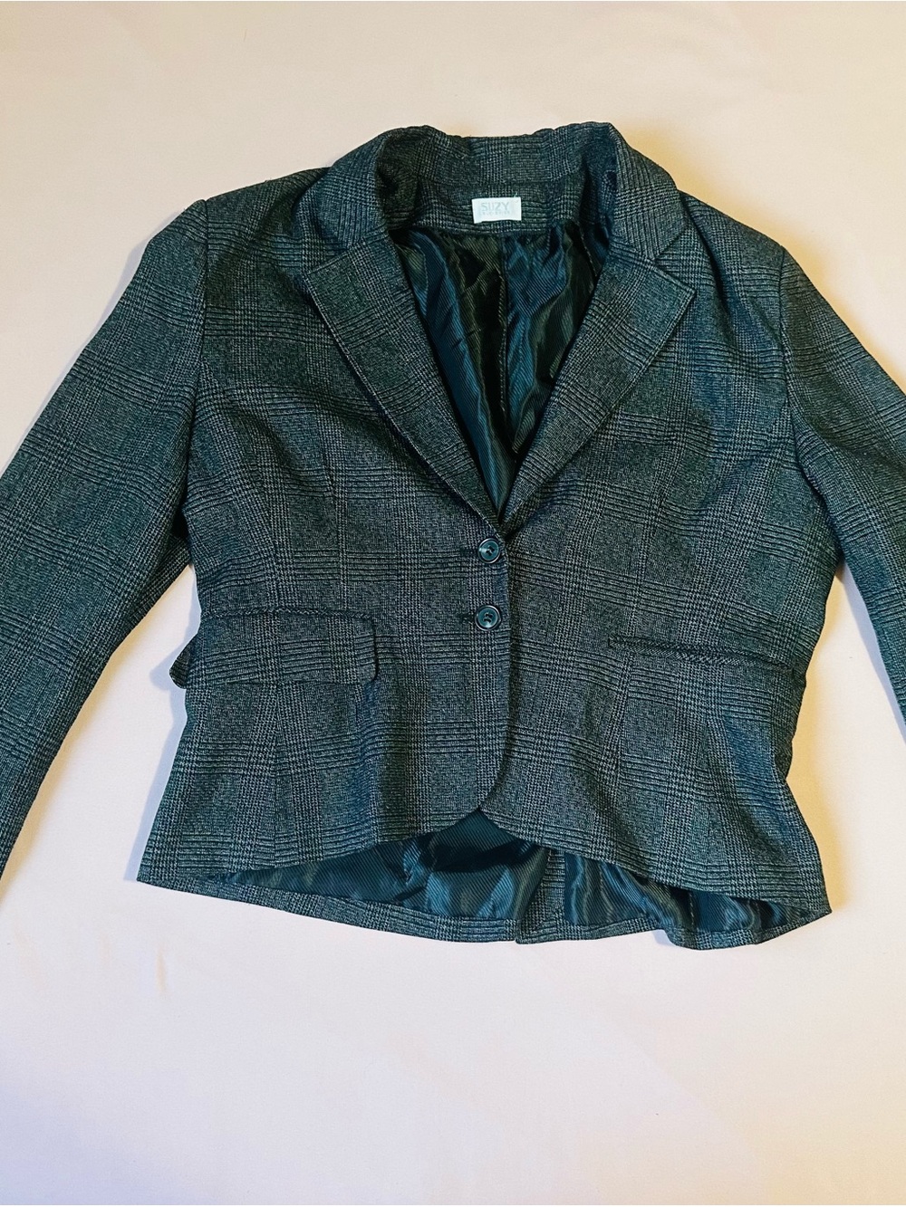 Women's Gray Plaid Tailored Blazer Jacket